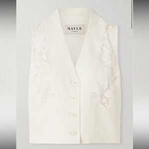 Maison Mayle “Ines” Ivory Lace-Panel Button Vest, 2
